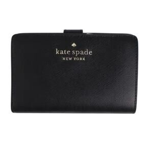 Kate Spade Madison Leather Medium Compact Bifold Wallet Black KC580 New‎